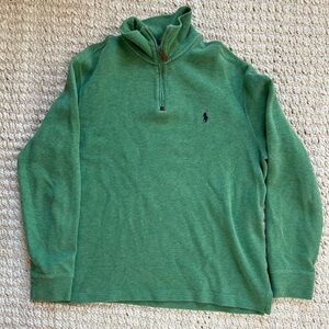 Polo Ralph Lauren Green Quarter Zip Sweater Men's M Cotton Knit